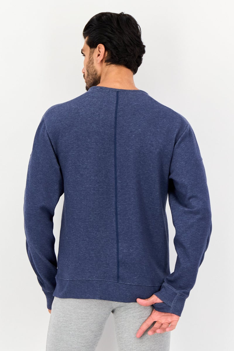 Nike Men Dri-Fit Long Sleeve Yoga Sweatshirt, Navy - Image 2